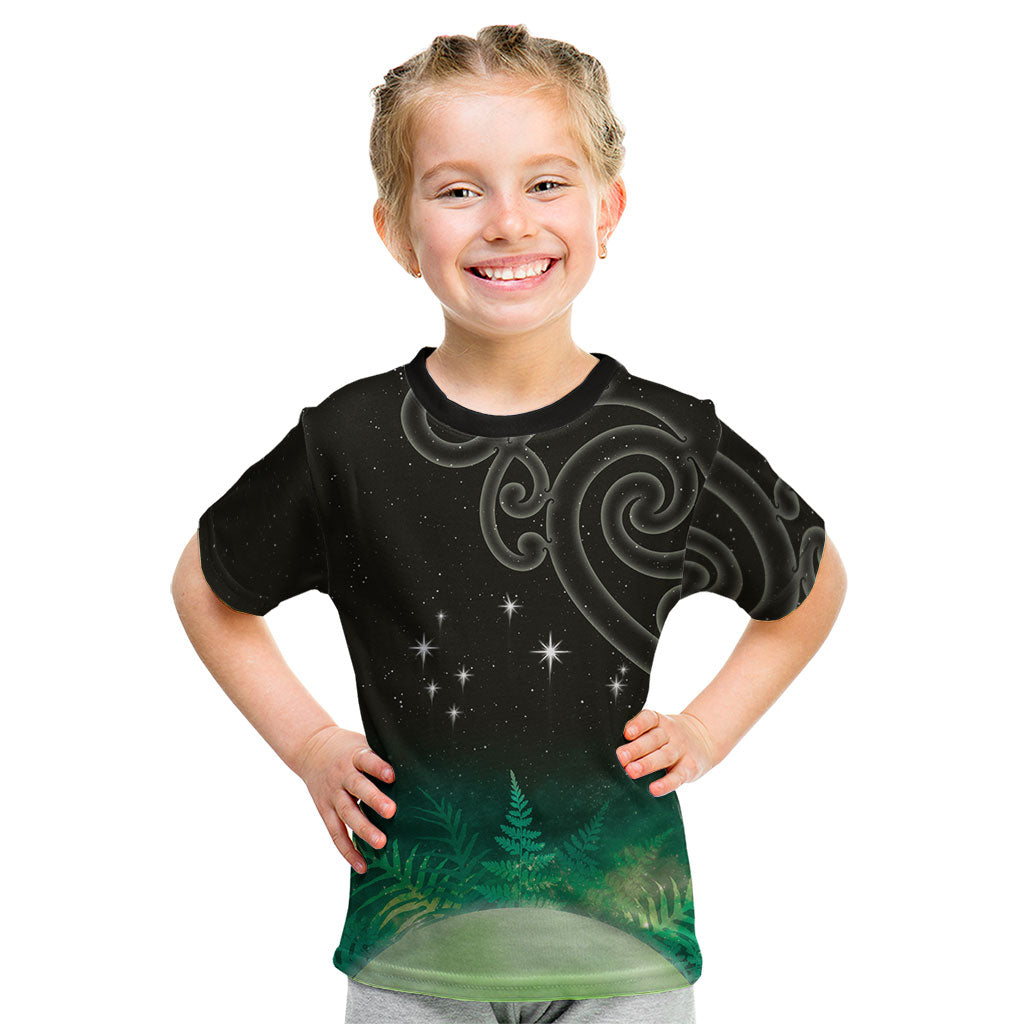 New Zealand Matariki Kid T Shirt Pleiades Star Cluster Green Galaxy