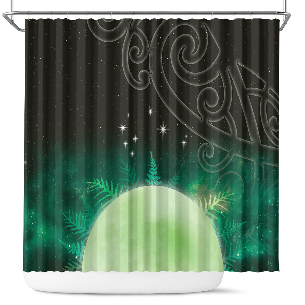 New Zealand Matariki Shower Curtain Pleiades Star Cluster Green Galaxy
