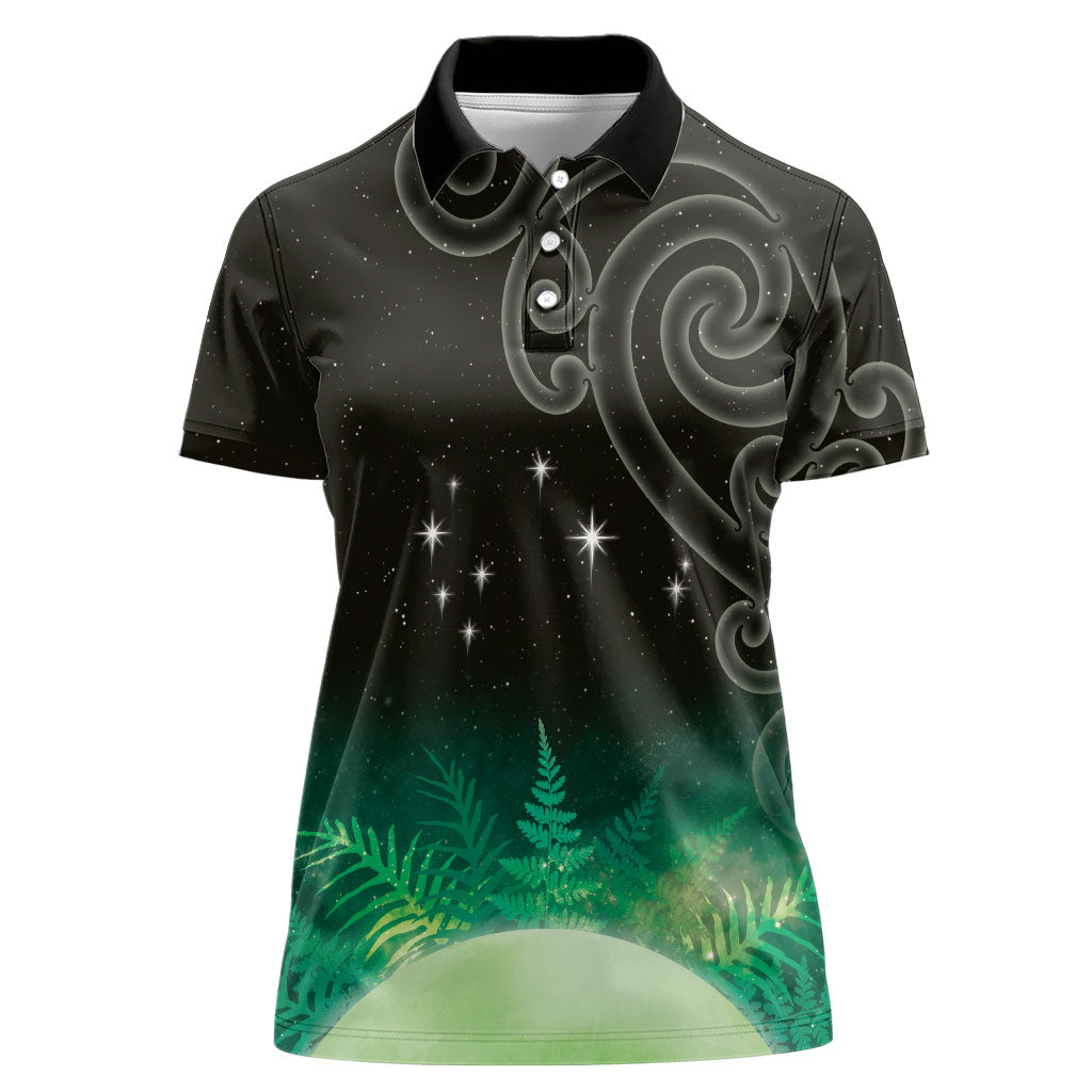 New Zealand Matariki Women Polo Shirt Pleiades Star Cluster Green Galaxy