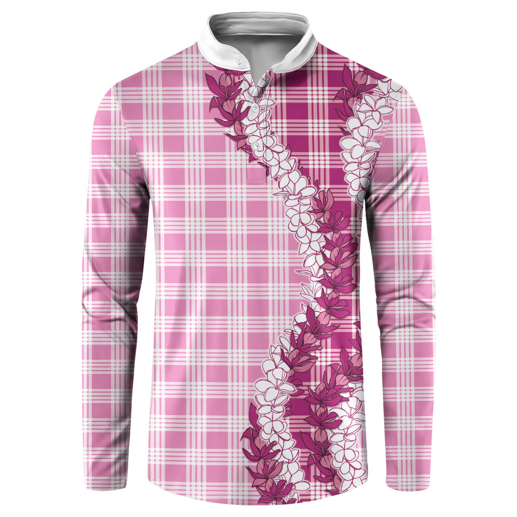 Pink Hawaii Palaka Button Sweatshirt Hawaiian Honohono Lei LT05 Pink - Polynesian Pride