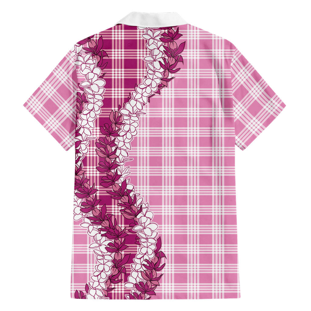 Pink Hawaii Palaka Family Matching Long Sleeve Bodycon Dress and Hawaiian Shirt Hawaiian Honohono Lei