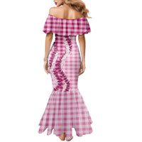 Pink Hawaii Palaka Family Matching Mermaid Dress and Hawaiian Shirt Hawaiian Honohono Lei