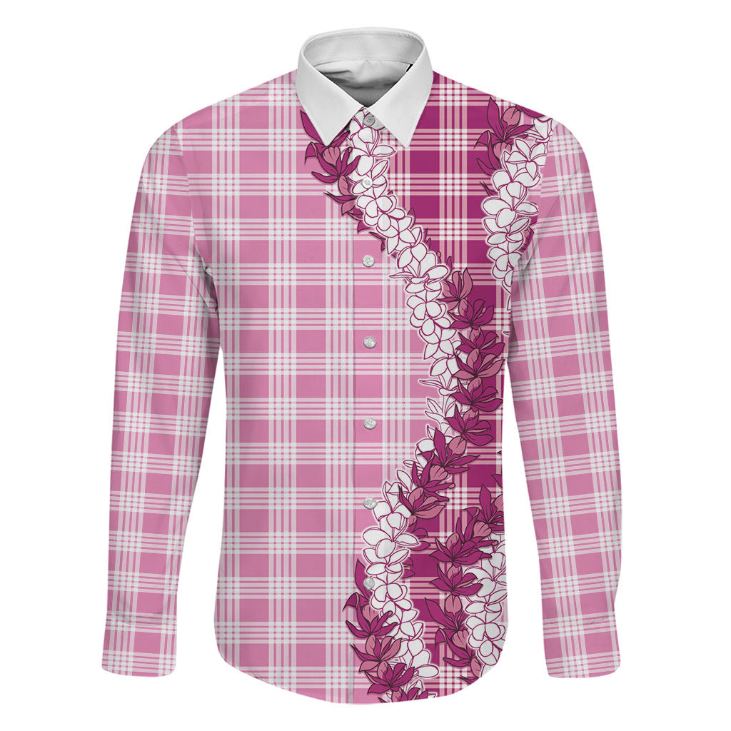Pink Hawaii Palaka Family Matching Short Sleeve Bodycon Dress and Hawaiian Shirt Hawaiian Honohono Lei