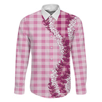 Pink Hawaii Palaka Family Matching Short Sleeve Bodycon Dress and Hawaiian Shirt Hawaiian Honohono Lei
