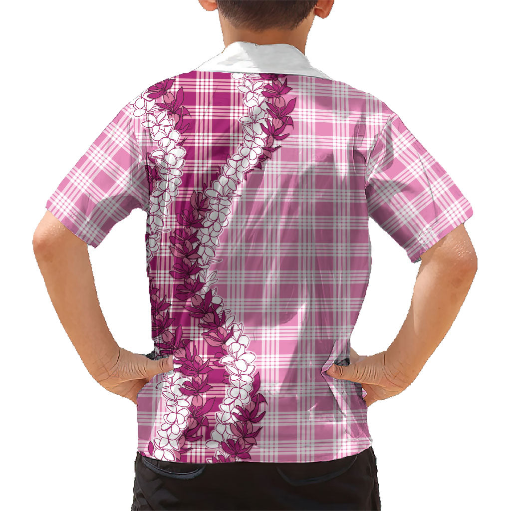 Pink Hawaii Palaka Family Matching Summer Maxi Dress and Hawaiian Shirt Hawaiian Honohono Lei