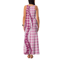 Pink Hawaii Palaka Family Matching Tank Maxi Dress and Hawaiian Shirt Hawaiian Honohono Lei