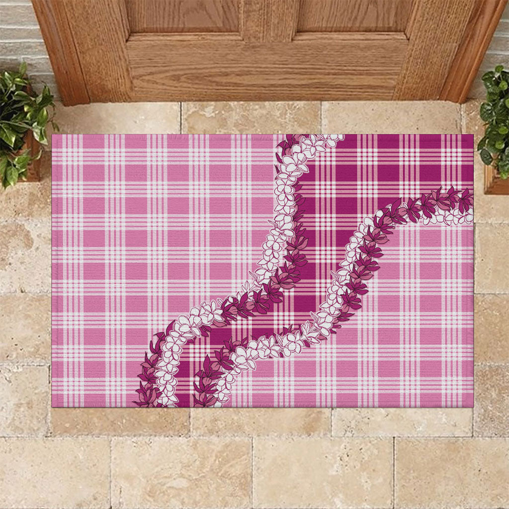 Pink Hawaii Palaka Rubber Doormat Hawaiian Honohono Lei LT05 Pink - Polynesian Pride