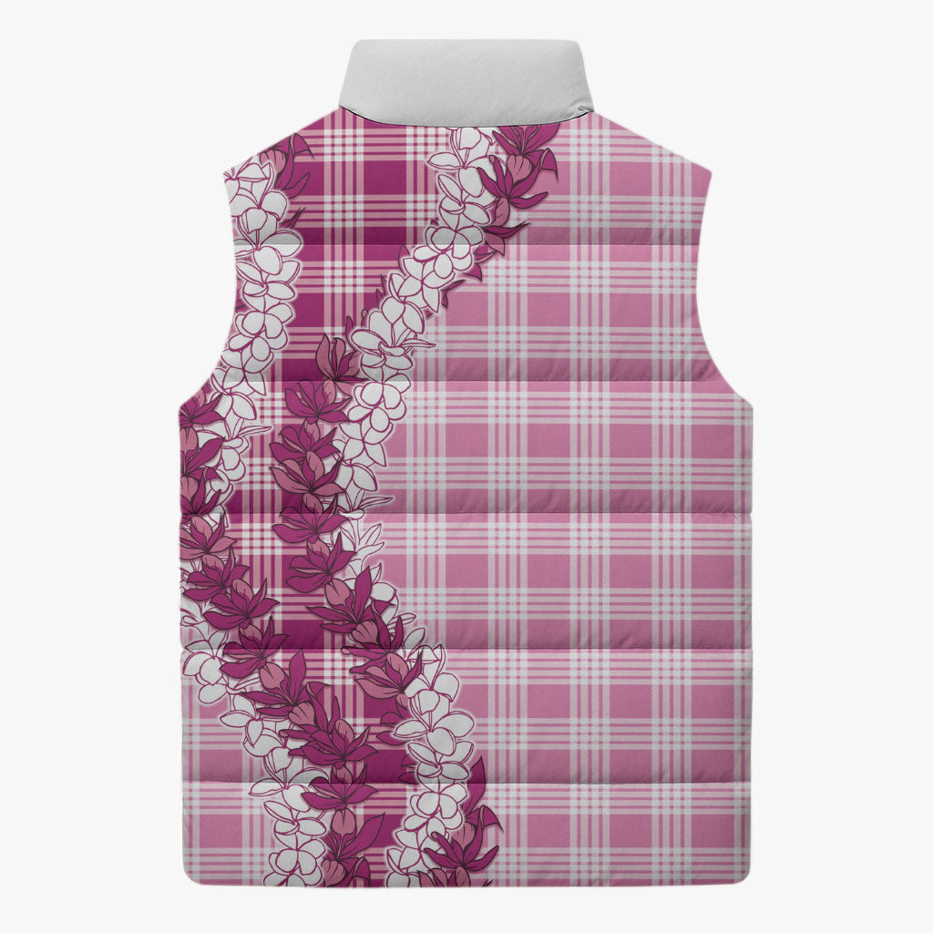 Pink Hawaii Palaka Sleeveless Puffer Jacket Hawaiian Honohono Lei LT05 - Polynesian Pride