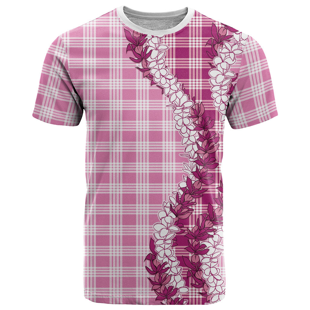 Pink Hawaii Palaka T Shirt Hawaiian Honohono Lei