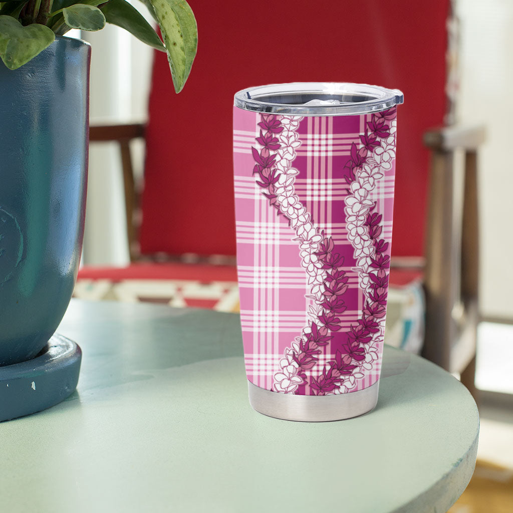 Pink Hawaii Palaka Tumbler Cup Hawaiian Honohono Lei LT05 - Polynesian Pride