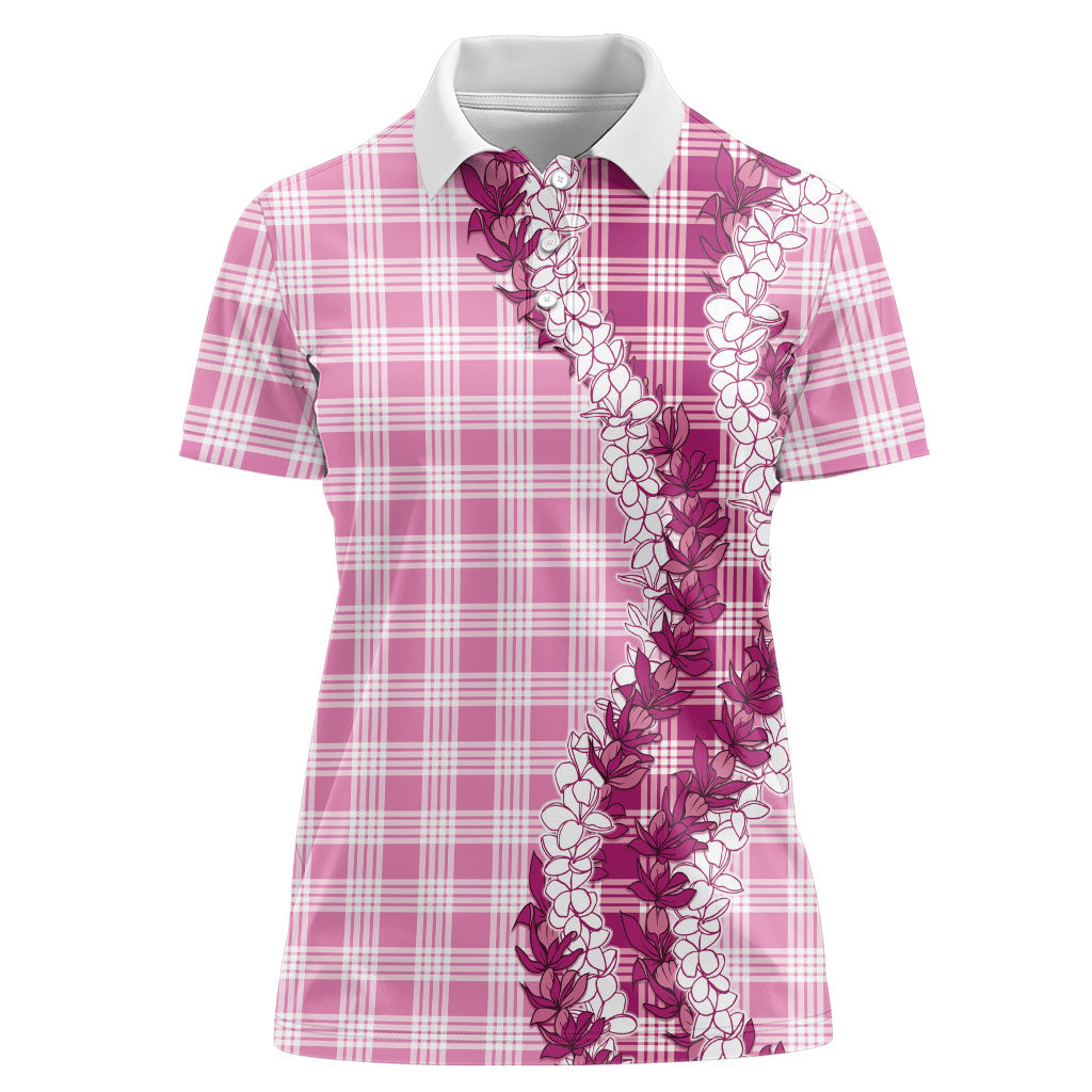 Pink Hawaii Palaka Women Polo Shirt Hawaiian Honohono Lei LT05 Female Pink - Polynesian Pride