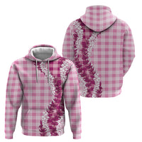 Pink Hawaii Palaka Zip Hoodie Hawaiian Honohono Lei LT05 - Polynesian Pride