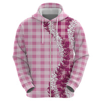 Pink Hawaii Palaka Zip Hoodie Hawaiian Honohono Lei LT05 - Polynesian Pride
