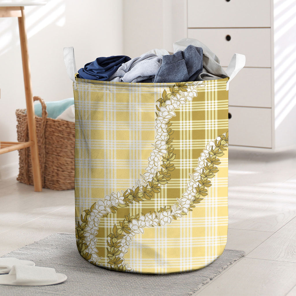 Yellow Hawaii Palaka Laundry Basket Hawaiian Honohono Lei LT05 Yellow - Polynesian Pride
