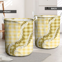 Yellow Hawaii Palaka Laundry Basket Hawaiian Honohono Lei LT05 - Polynesian Pride