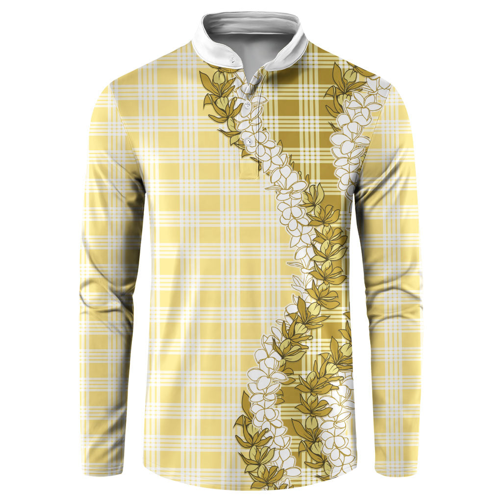 Yellow Hawaii Palaka Button Sweatshirt Hawaiian Honohono Lei LT05 Yellow - Polynesian Pride