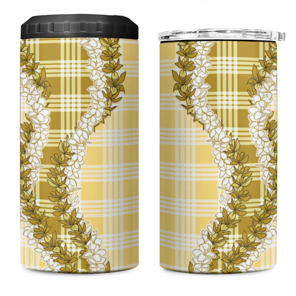Yellow Hawaii Palaka 4 in 1 Can Cooler Tumbler Hawaiian Honohono Lei