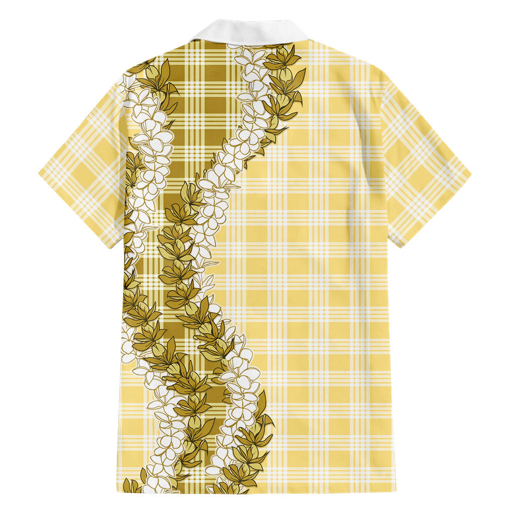 Yellow Hawaii Palaka Family Matching Long Sleeve Bodycon Dress and Hawaiian Shirt Hawaiian Honohono Lei
