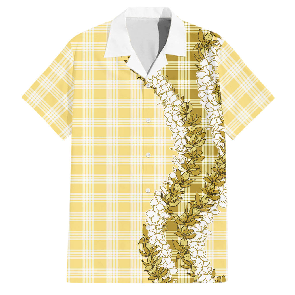 Yellow Hawaii Palaka Family Matching Summer Maxi Dress and Hawaiian Shirt Hawaiian Honohono Lei
