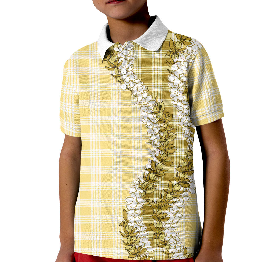 Yellow Hawaii Palaka Kid Polo Shirt Hawaiian Honohono Lei