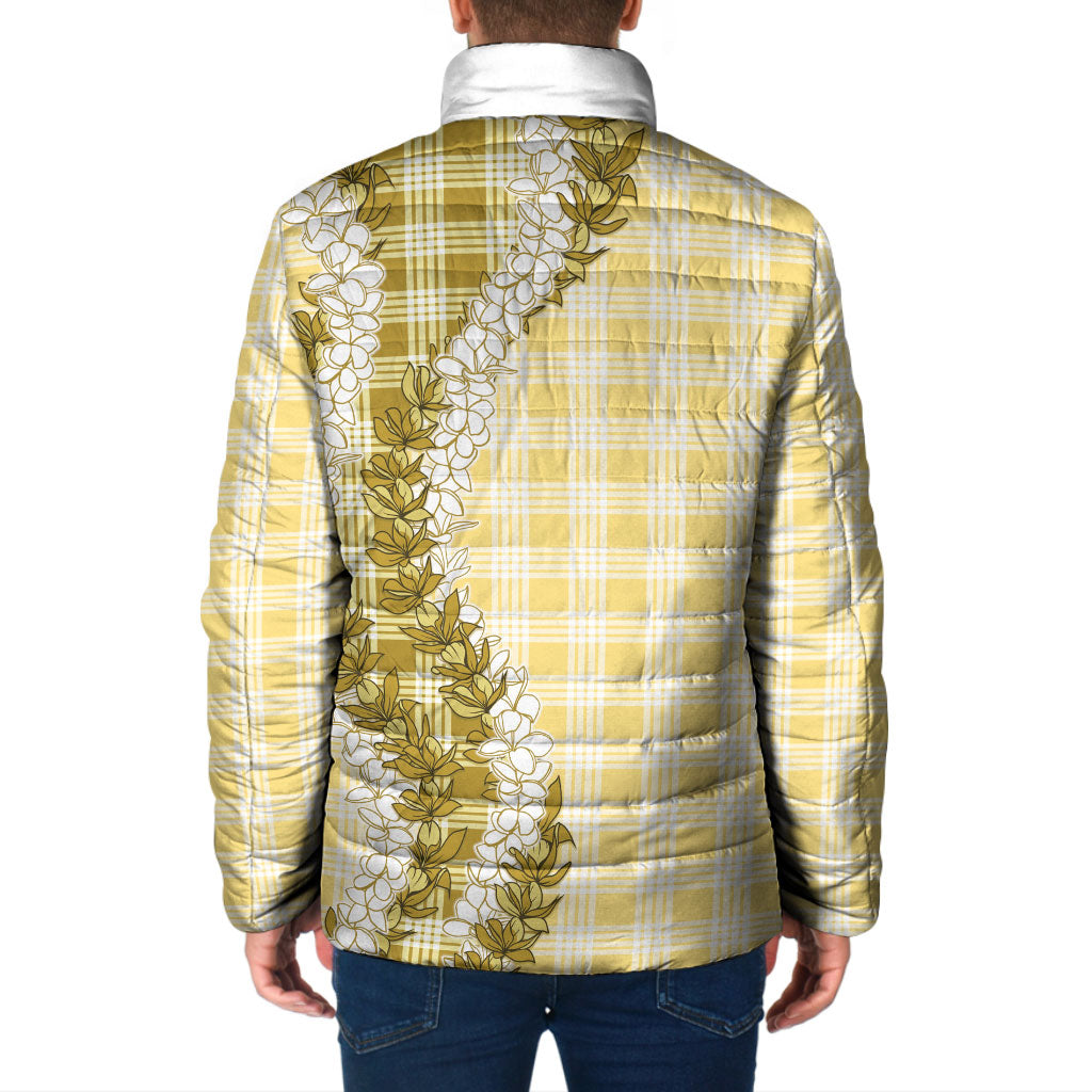 Yellow Hawaii Palaka Padded Jacket Hawaiian Honohono Lei