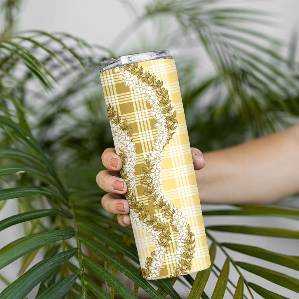 Yellow Hawaii Palaka Skinny Tumbler Hawaiian Honohono Lei