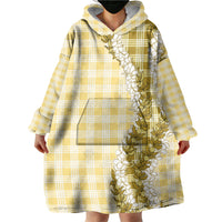 Yellow Hawaii Palaka Wearable Blanket Hoodie Hawaiian Honohono Lei