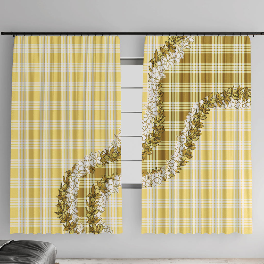 Yellow Hawaii Palaka Window Curtain Hawaiian Honohono Lei
