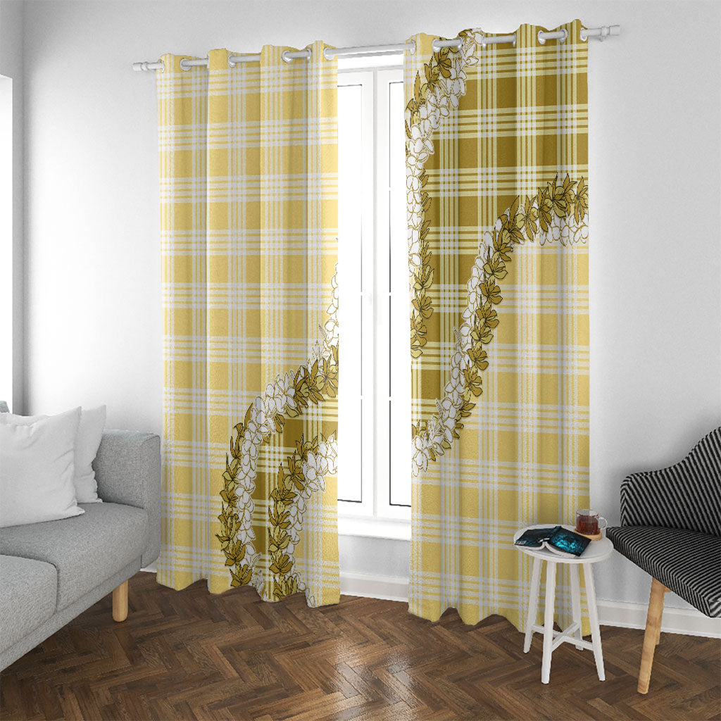 Yellow Hawaii Palaka Window Curtain Hawaiian Honohono Lei LT05 With Grommets Yellow - Polynesian Pride