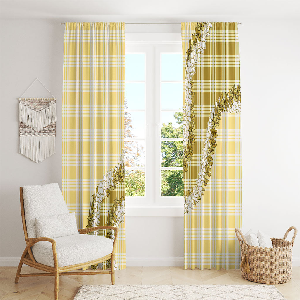 Yellow Hawaii Palaka Window Curtain Hawaiian Honohono Lei LT05 - Polynesian Pride