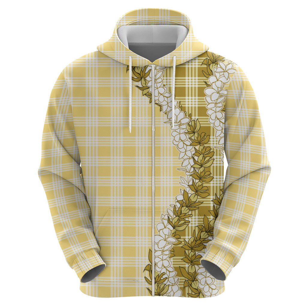 Yellow Hawaii Palaka Zip Hoodie Hawaiian Honohono Lei LT05 - Polynesian Pride