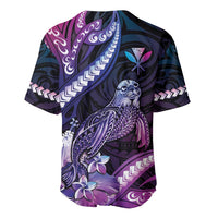 Hawaiian Monk Seal Baseball Jersey Kakau Tribal Pattern Violet Gradient LT05 - Polynesian Pride