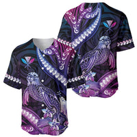 Hawaiian Monk Seal Baseball Jersey Kakau Tribal Pattern Violet Gradient LT05 - Polynesian Pride