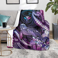 Hawaiian Monk Seal Blanket Kakau Tribal Pattern Violet Gradient