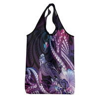 Hawaiian Monk Seal Grocery Bag Kakau Tribal Pattern Violet Gradient