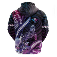 Hawaiian Monk Seal Hoodie Kakau Tribal Pattern Violet Gradient