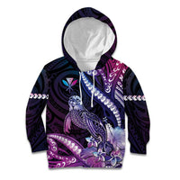 Hawaiian Monk Seal Kid Hoodie Kakau Tribal Pattern Violet Gradient