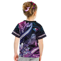 Hawaiian Monk Seal Kid T Shirt Kakau Tribal Pattern Violet Gradient