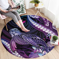 Hawaiian Monk Seal Round Carpet Kakau Tribal Pattern Violet Gradient LT05 - Polynesian Pride