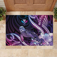 Hawaiian Monk Seal Rubber Doormat Kakau Tribal Pattern Violet Gradient