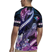 Hawaiian Monk Seal Rugby Jersey Kakau Tribal Pattern Violet Gradient