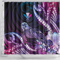Hawaiian Monk Seal Shower Curtain Kakau Tribal Pattern Violet Gradient