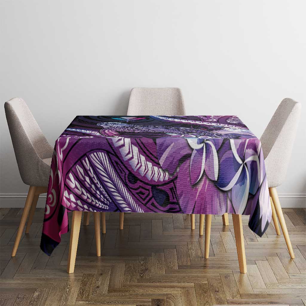 Hawaiian Monk Seal Tablecloth Kakau Tribal Pattern Violet Gradient