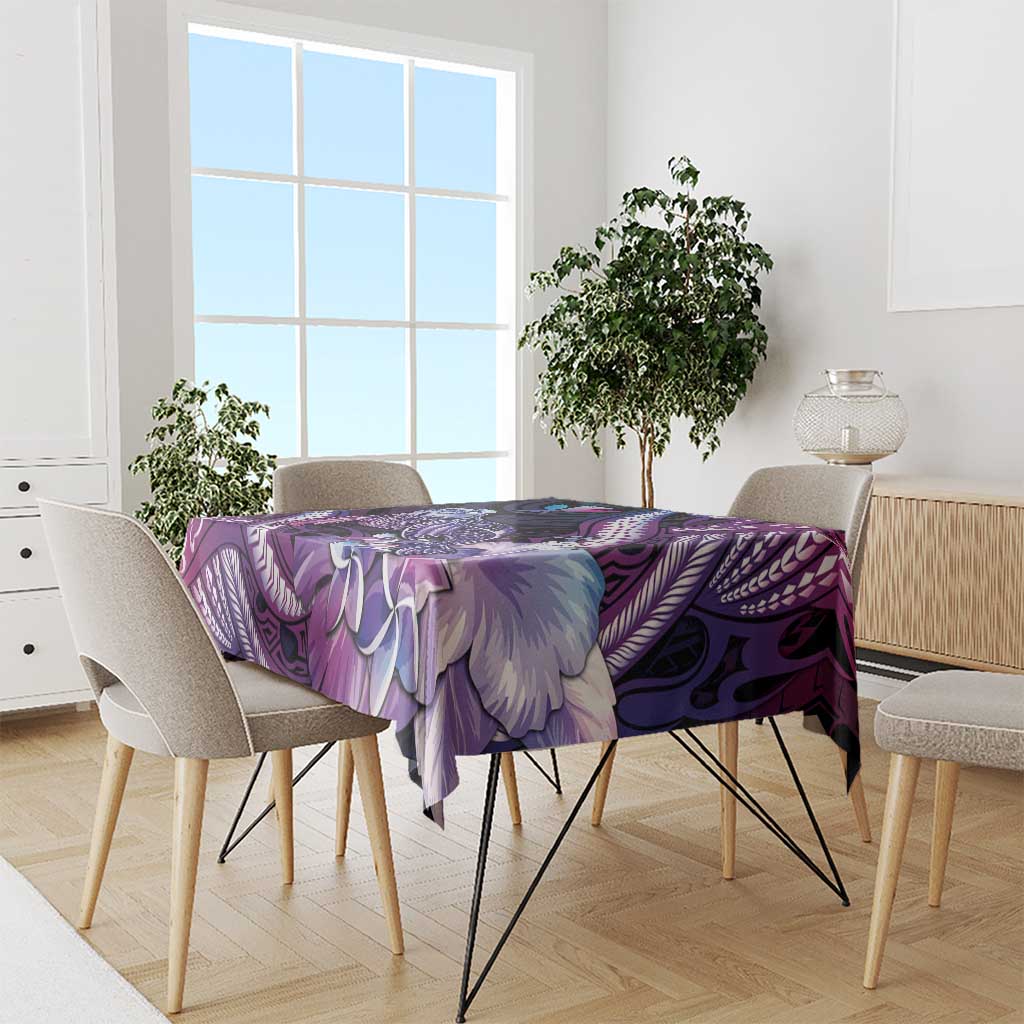 Hawaiian Monk Seal Tablecloth Kakau Tribal Pattern Violet Gradient
