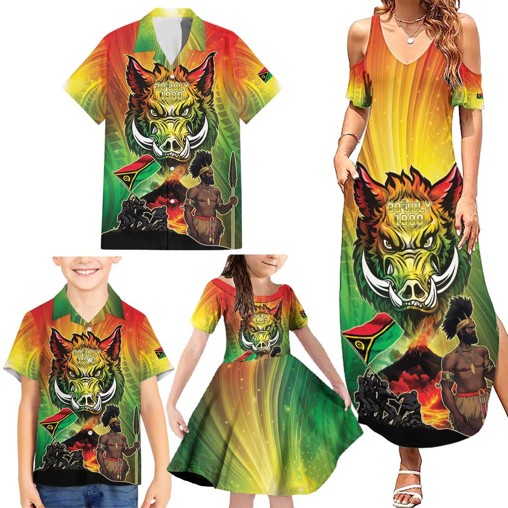 Vanuatu July 30th 1980 Family Matching Summer Maxi Dress and Hawaiian Shirt Happy Independence Day - Polynesian Pride