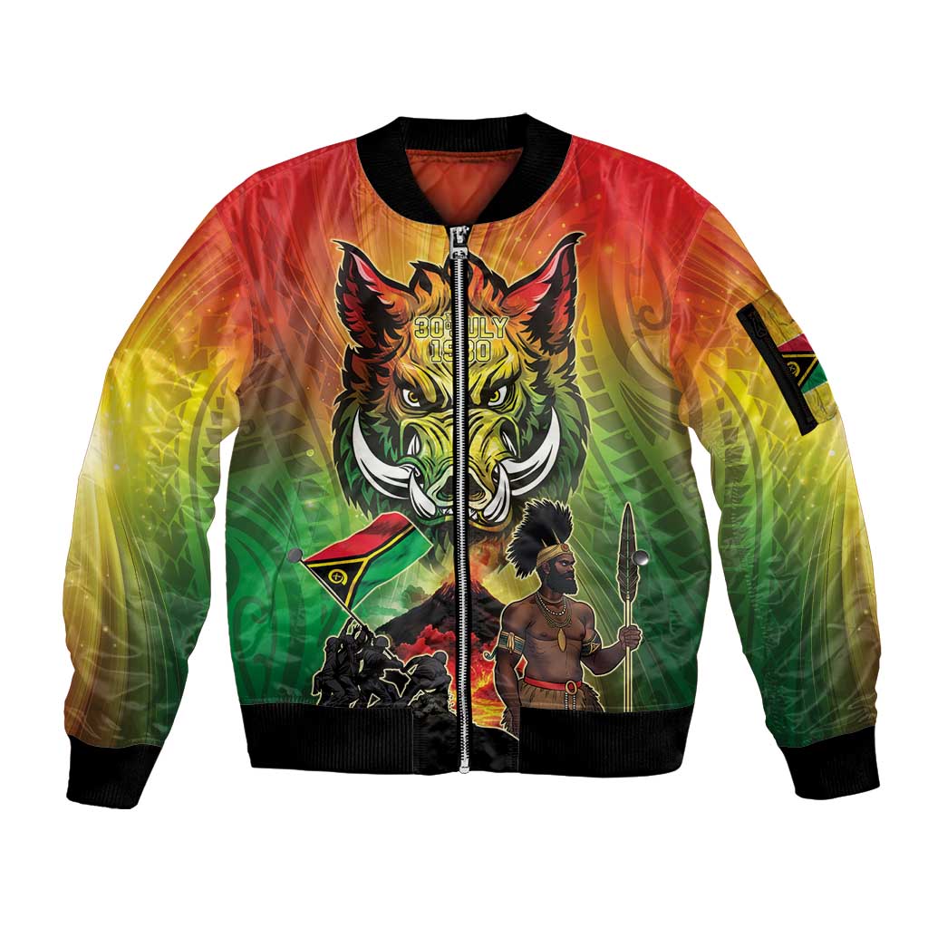 Vanuatu July 30th 1980 Sleeve Zip Bomber Jacket Happy Independence Day - Polynesian Pride