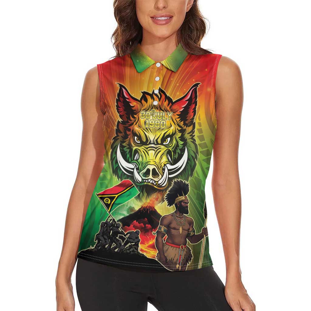 Vanuatu July 30th 1980 Women Sleeveless Polo Shirt Happy Independence Day - Polynesian Pride