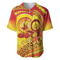 Vanuatu 45 Yia Indipendens Anivesari Baseball Jersey Tamtam Drum With Boar Tusk - Polynesian Pride