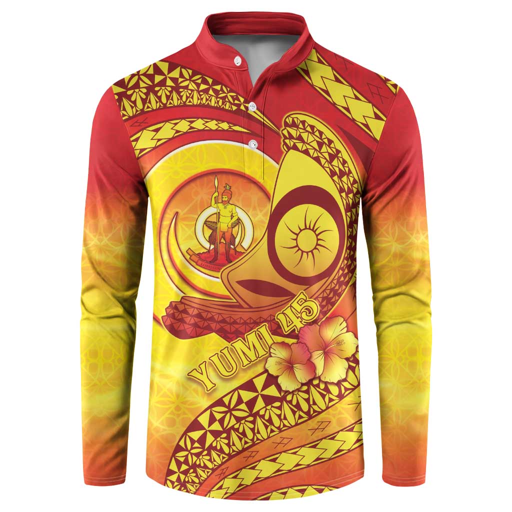 Vanuatu 45 Yia Indipendens Anivesari Button Sweatshirt Tamtam Drum With Boar Tusk - Polynesian Pride