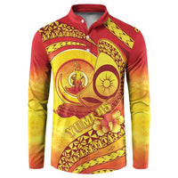 Vanuatu 45 Yia Indipendens Anivesari Button Sweatshirt Tamtam Drum With Boar Tusk - Polynesian Pride